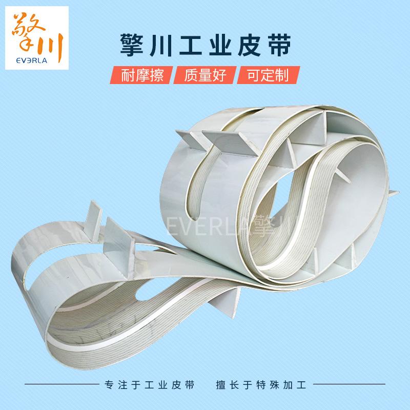 PU<a href='http://m.ontimecarpet.com/shusongdai/' target='_blank'><u>輸送帶</u></a>打孔加擋塊