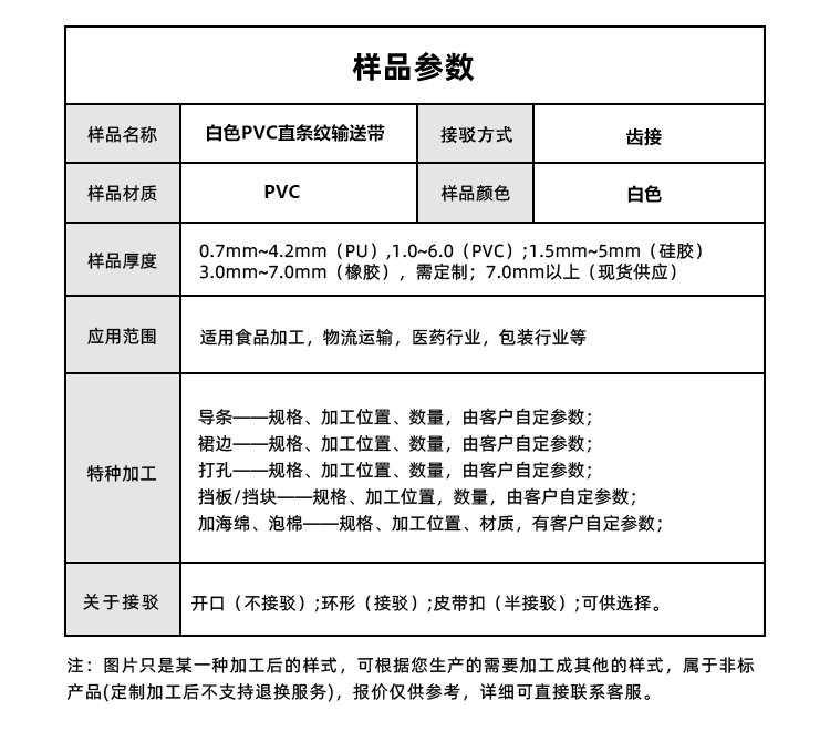 白色PVC直條紋輸送帶